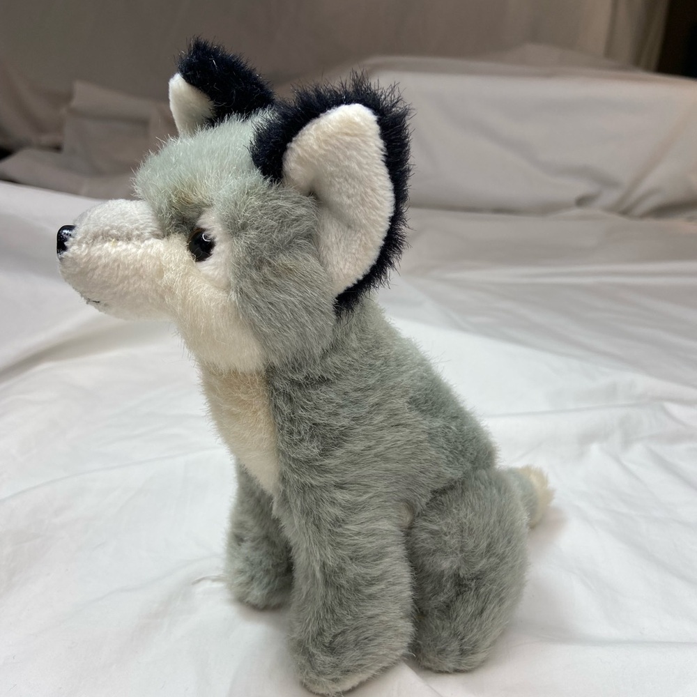 Siberian Husky Puppy Stuffed Plush Grey and Cream Animal - Picture 2 of 9